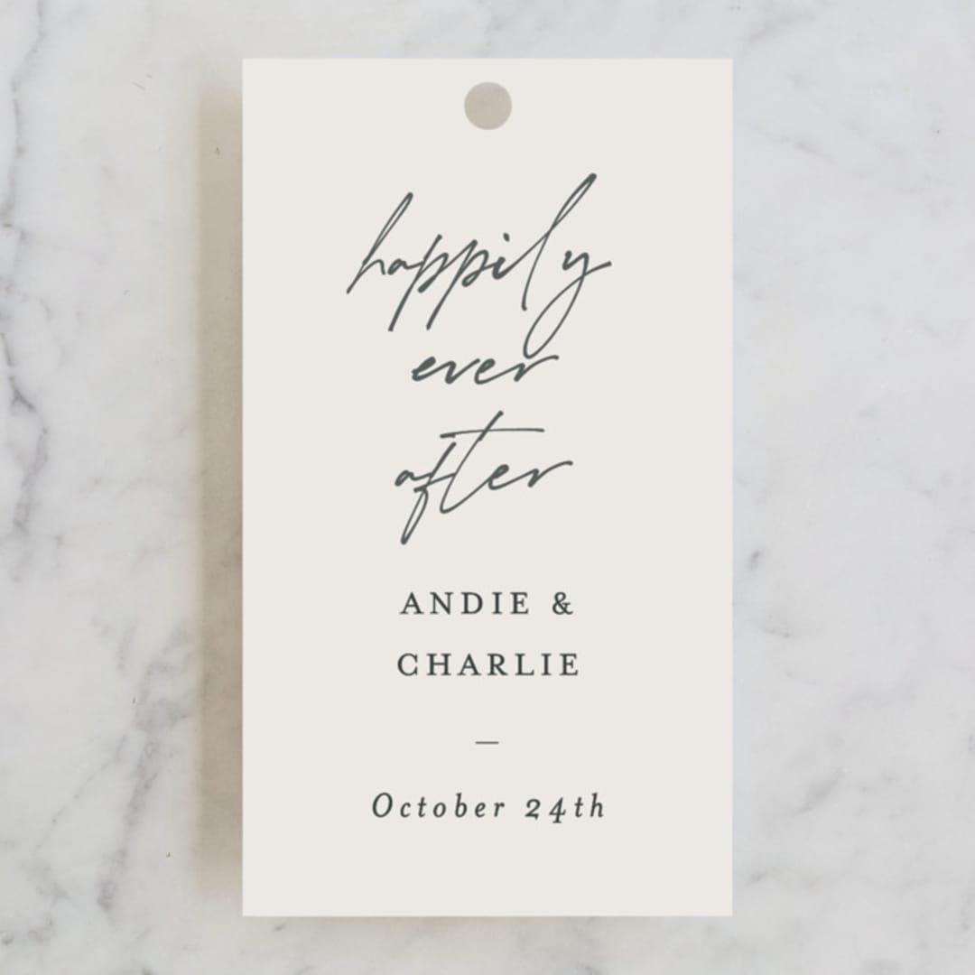 "Happily Ever After" - Wedding Favor Tags in Buff by Sara Hicks Malone - Front
