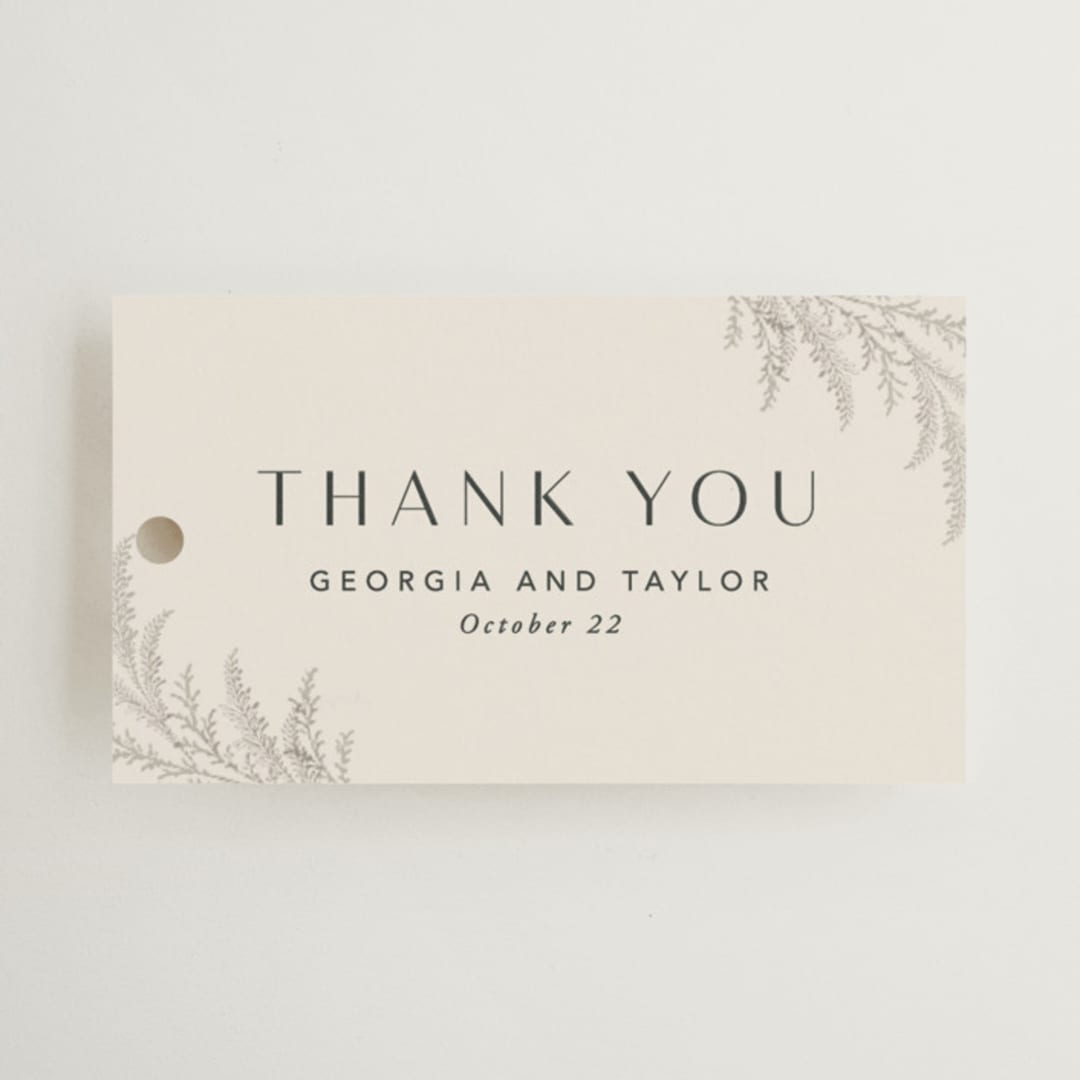"Etched Frame" - Wedding Favor Tags in Eggshell by Robert and Stella - Front