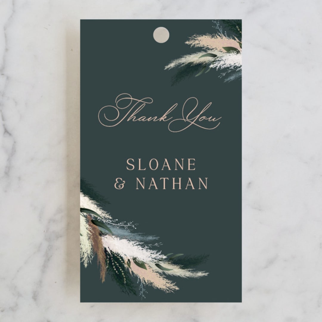 "Arched Pampas" - Wedding Favor Tags in Basil by Kaydi Bishop - Front