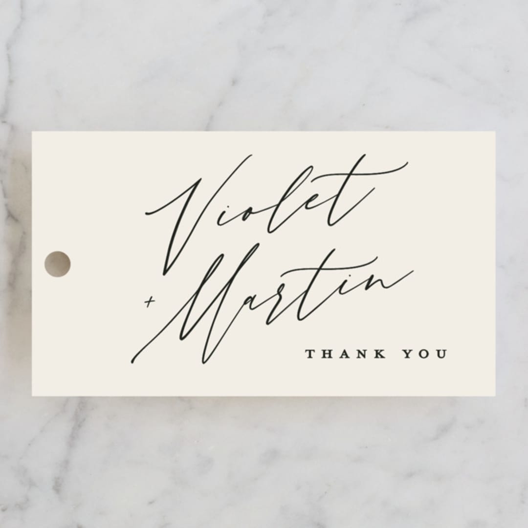 "Violet" - Wedding Favor Tags in Linen by Kelly Schmidt - Front