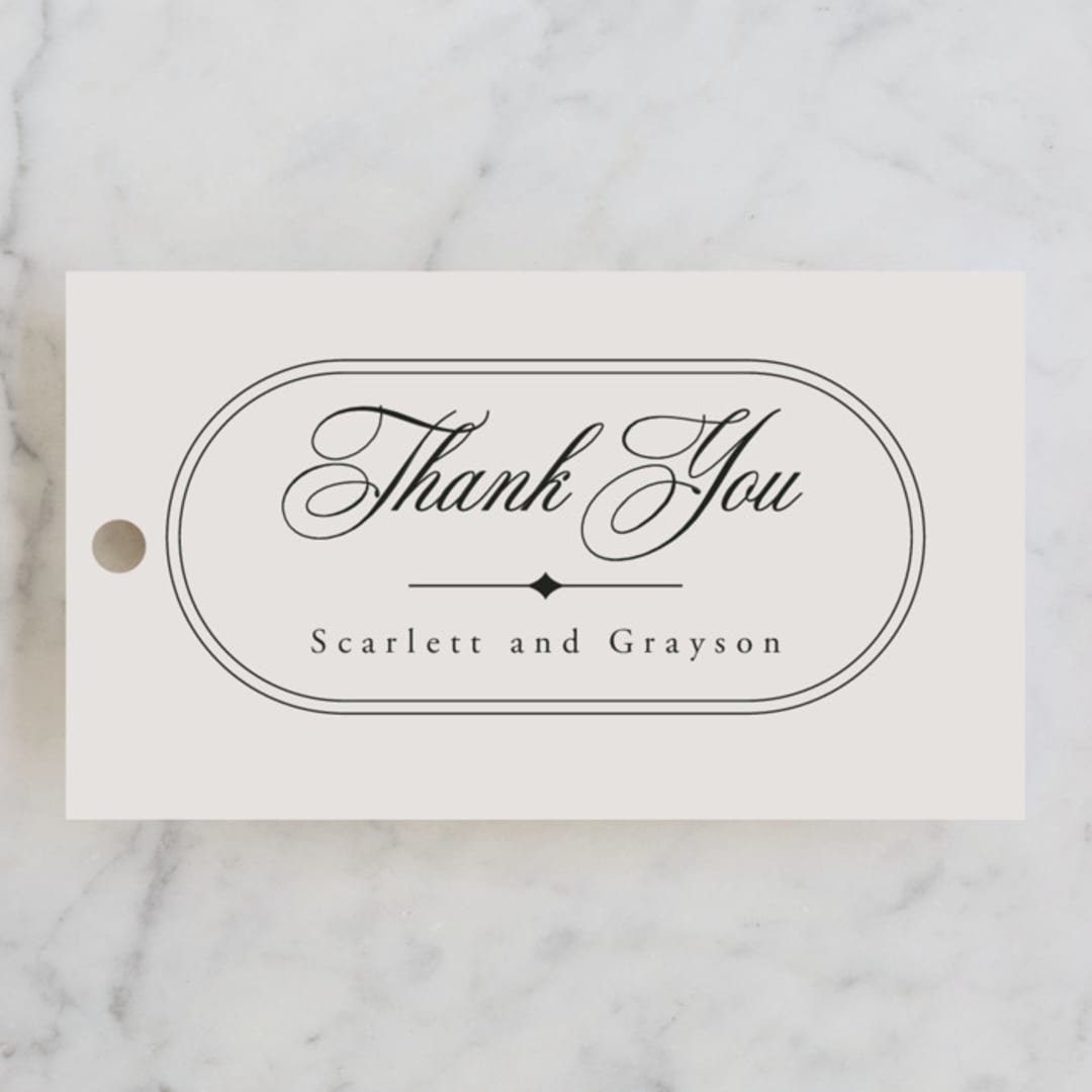 "Capsule" - Wedding Favor Tags in Stone by Everett Paper Goods - Front