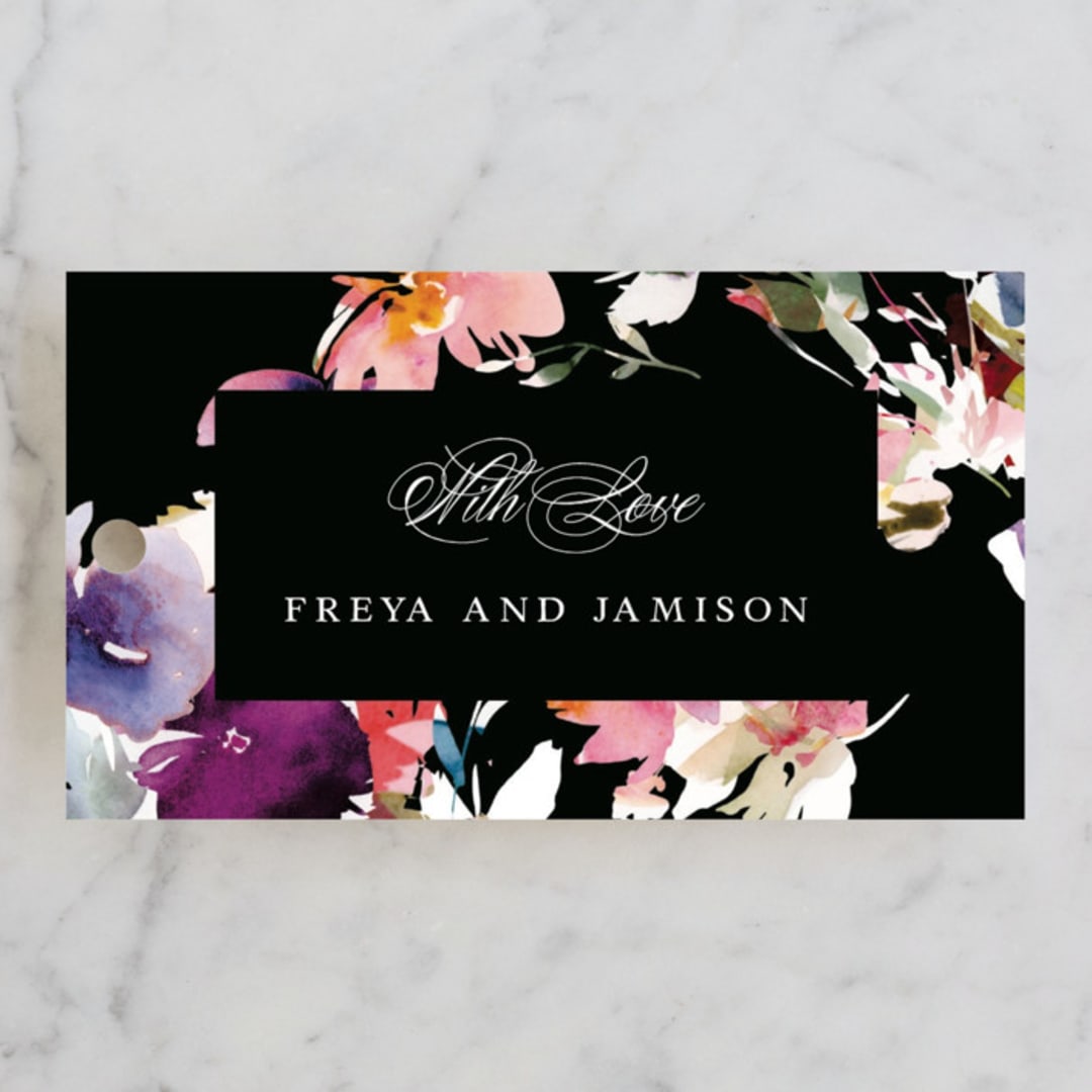 "Beauties" - Wedding Favor Tags in Noir by Lori Wemple - Front
