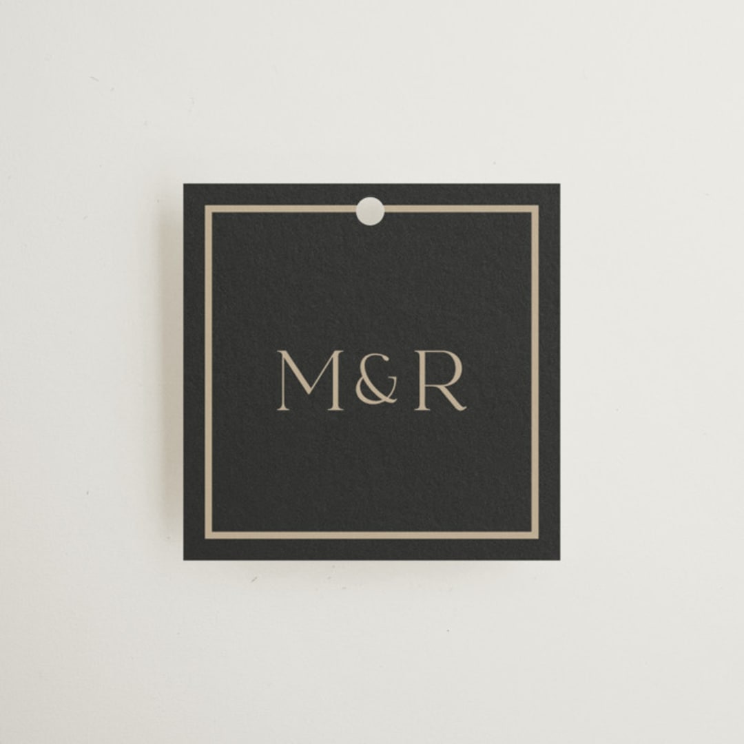 "Timeless Charm" - Wedding Favor Tags in Charcoal by Lucrecia Caporale - Front