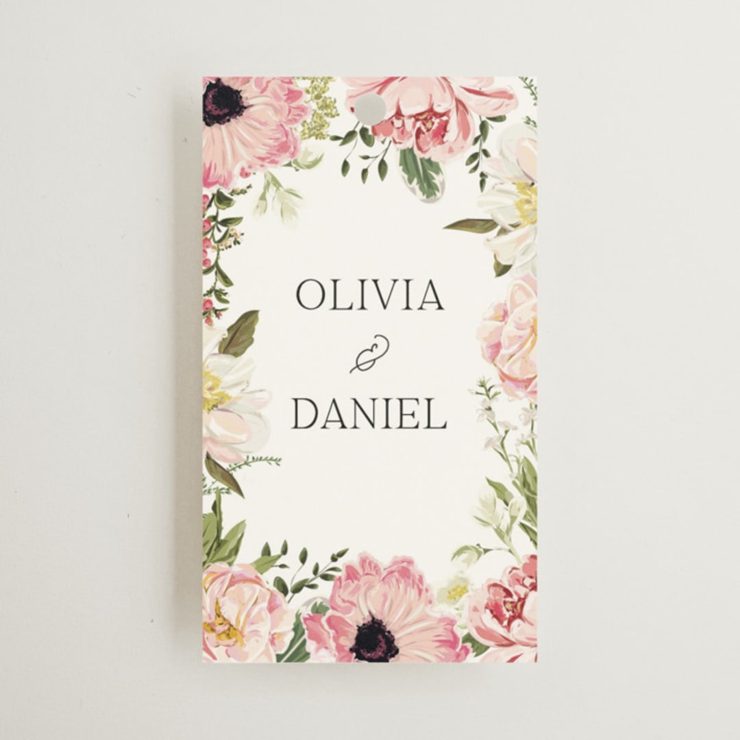 "Timeless Blooms" - Wedding Favor Tags in Peony by Susan Moyal - Front