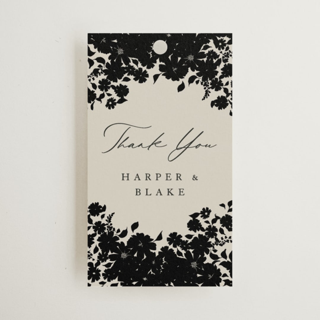 "Bouquet Toss" - Wedding Favor Tags in Smoke by Robert and Stella - Front