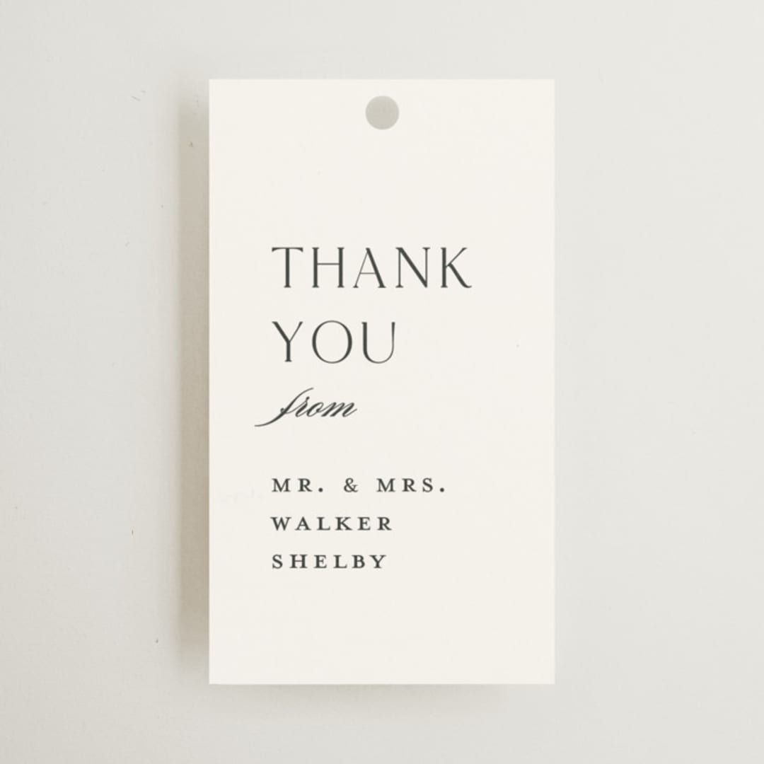 "Understated Elegance" - Wedding Favor Tags in Cotton by Stacey Meacham - Front