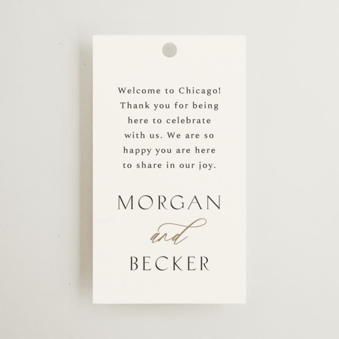 "Postcard" - Wedding Favor Tags in Snow by Kaydi Bishop - Front