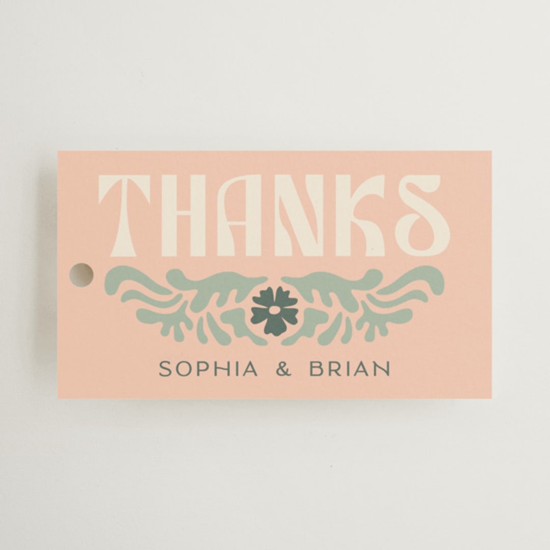 "Nouveau Frame" - Wedding Favor Tags in Sage by GeekInk Design - Front