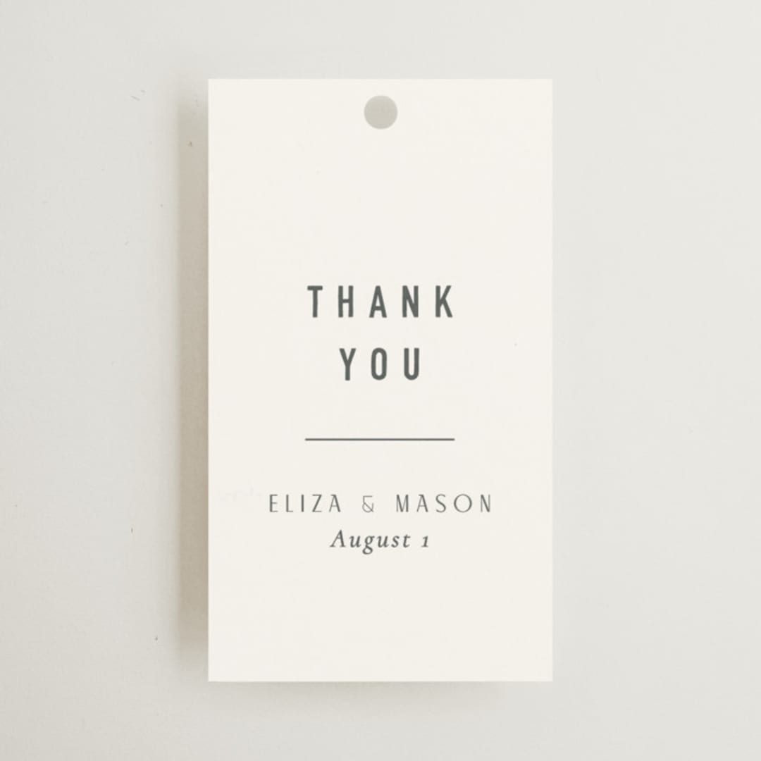 "Minimal Monogram" - Wedding Favor Tags in Granite by Jackie Mangiolino - Front