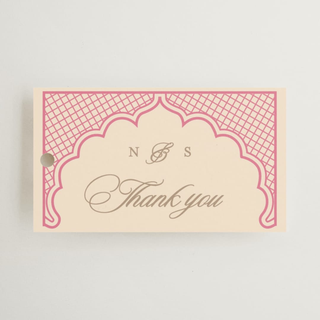 "Mandapam" - Wedding Favor Tags in Carnation by Creo Study - Front