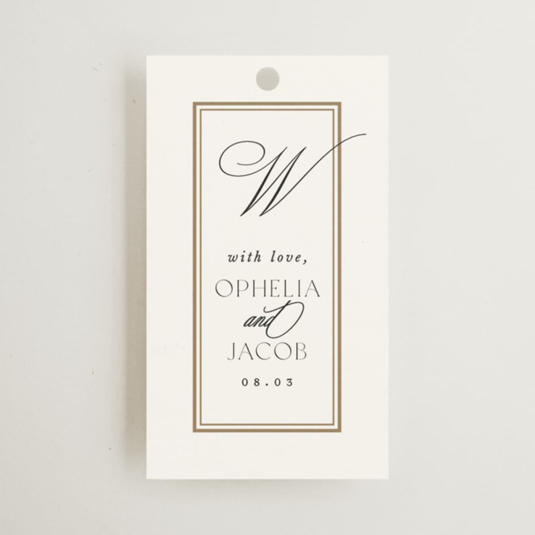 "Elegant Type" - Wedding Favor Tags in Pearl by Leah Bisch - Front