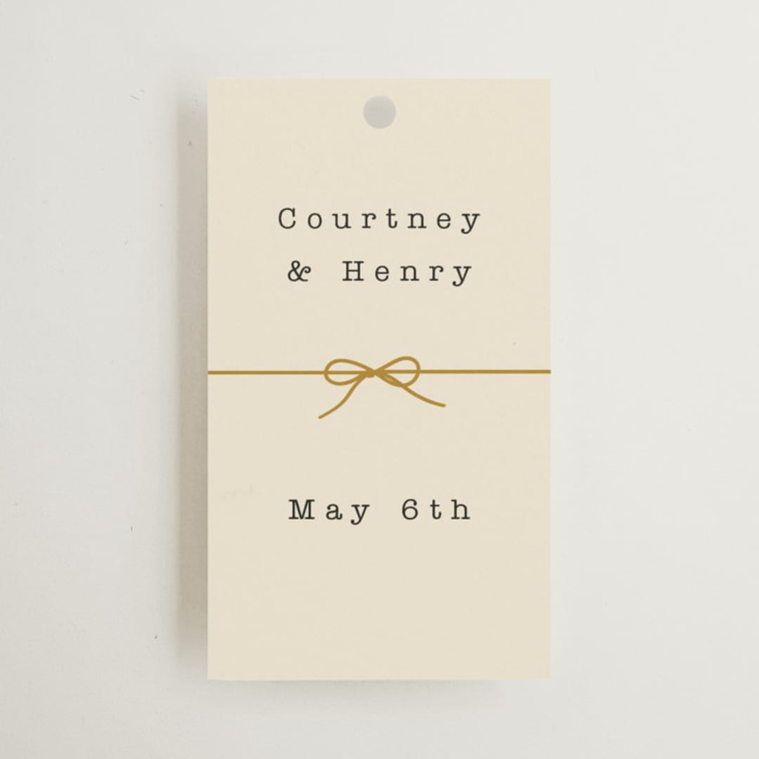 "Bow Tie" - Wedding Favor Tags in Ivory by Baumbirdy - Front
