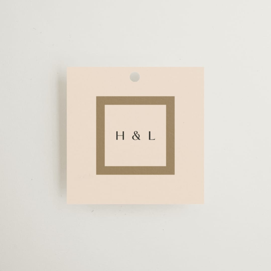 "Framed Photo" - Wedding Favor Tags in Latte by Stacy Maalouf - Front