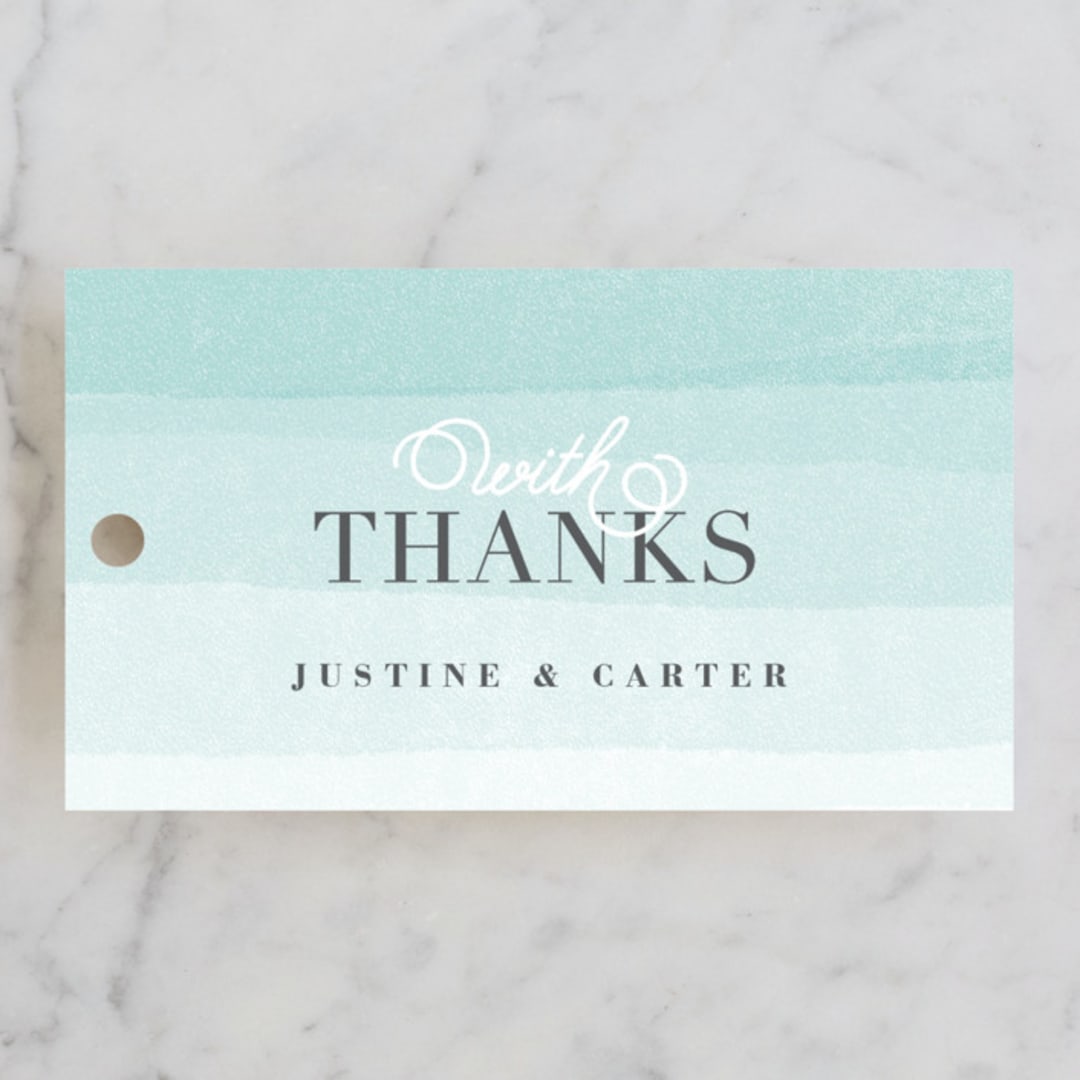 "Old Post Road" - Wedding Favor Tags in Sea Salt by Jennifer Wick - Front