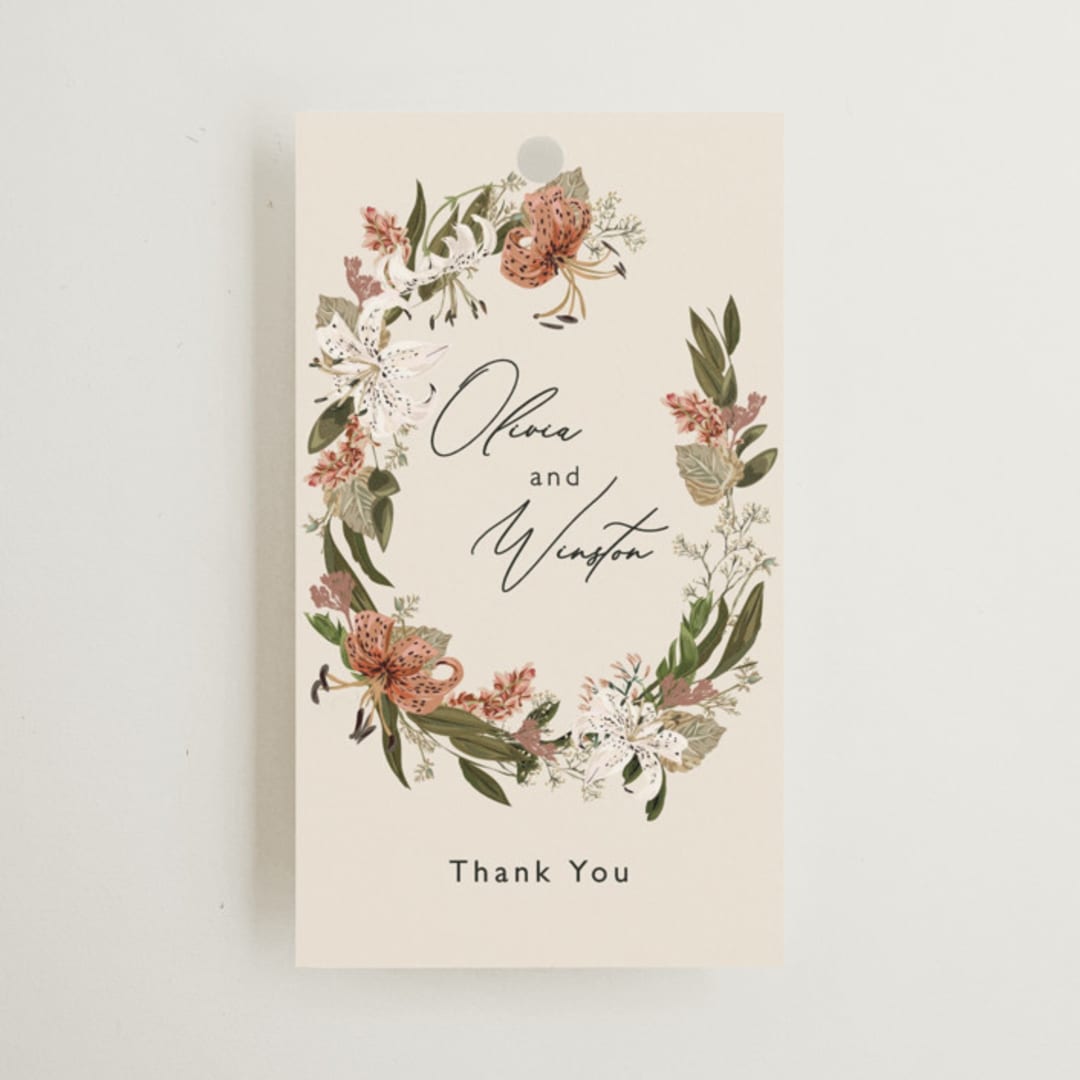 "Delicate" - Wedding Favor Tags in Terracotta by Susan Moyal - Front