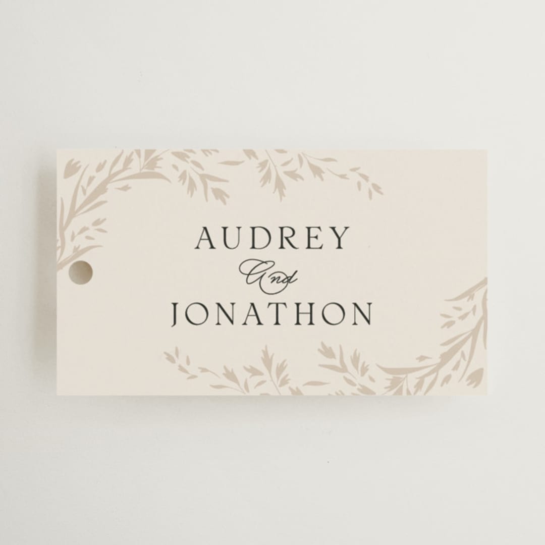"Trailing Vines" - Wedding Favor Tags in Almond by Erin L. Wilson - Front