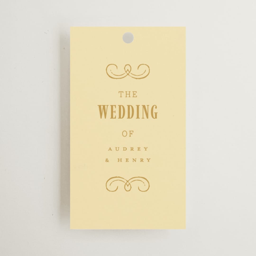 "Vintage Label" - Wedding Favor Tags in Butter by Nazia Hyder - Front
