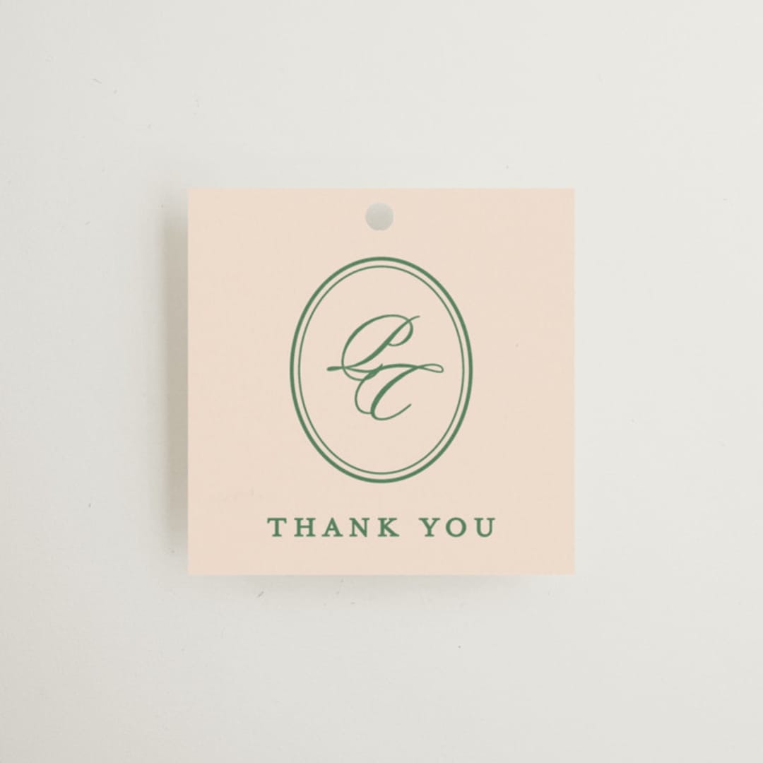 "Scripted" - Wedding Favor Tags in Emerald by Creo Study - Front