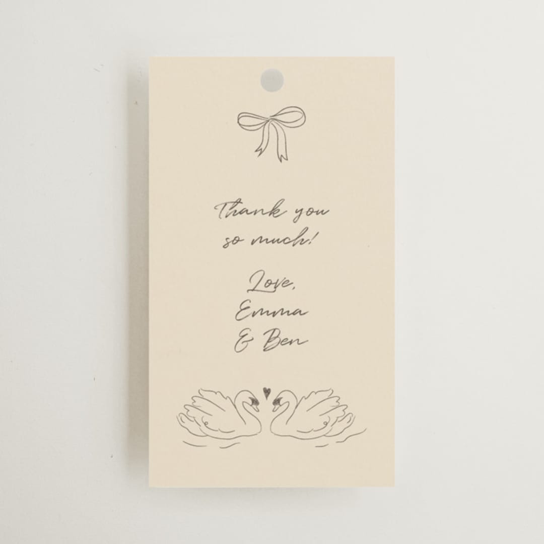 "The Swan" - Wedding Favor Tags in Buttercream by Helena Vitto - Front