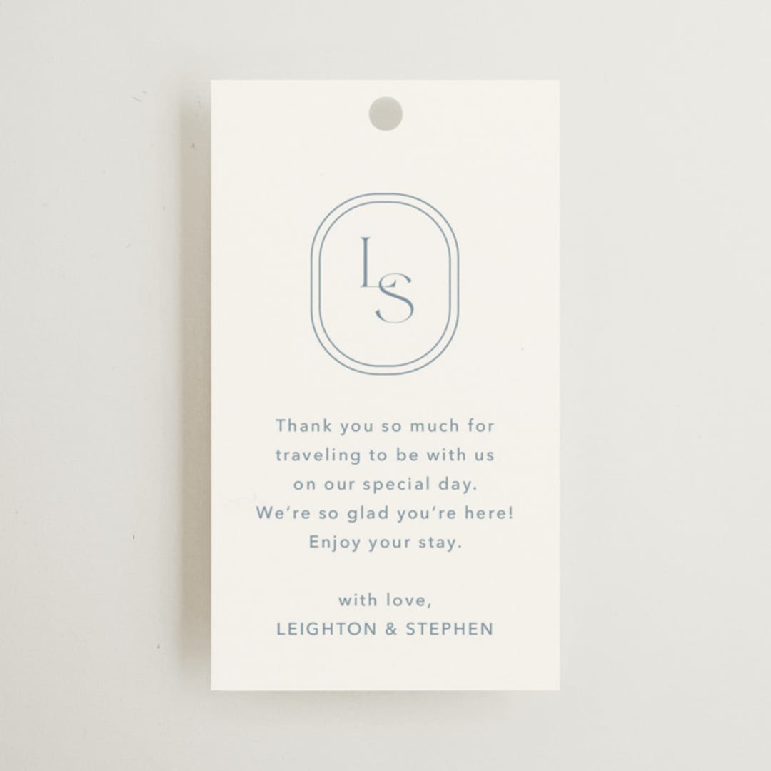 "Leighton" - Wedding Favor Tags in Lakeshore Blue by Jennifer Postorino - Front