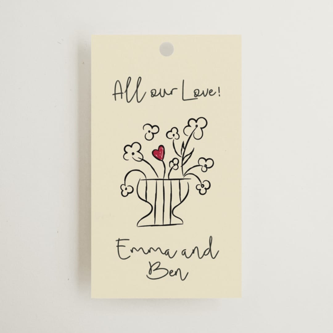 "Modern Love" - Wedding Favor Tags in Champagne by Helena Vitto - Front