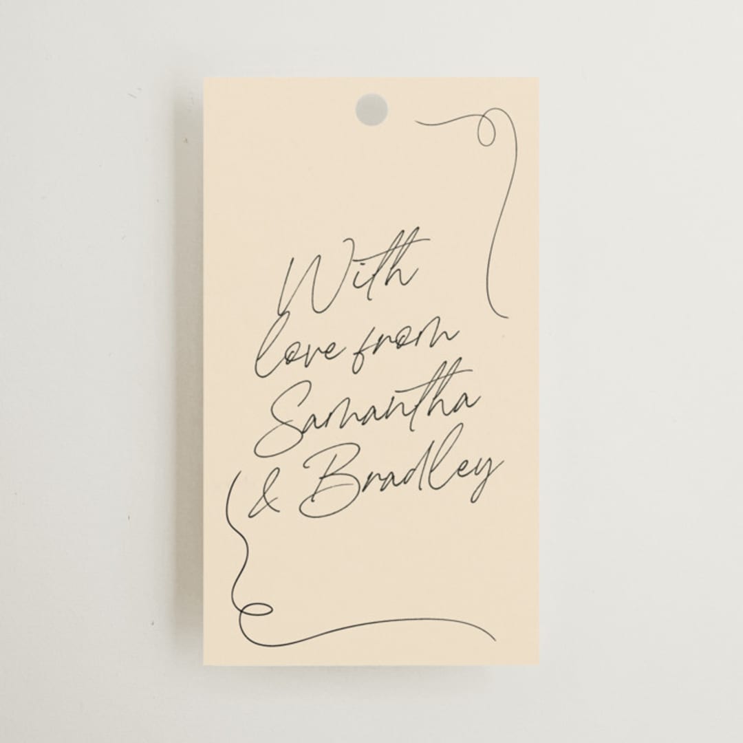 "French Whimsy Script" - Wedding Favor Tags in Champagne by Wallace Design Co. - Front
