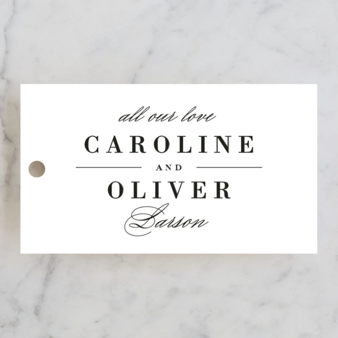 "At Last" - Wedding Favor Tags in Onyx by Lauren Chism - Front