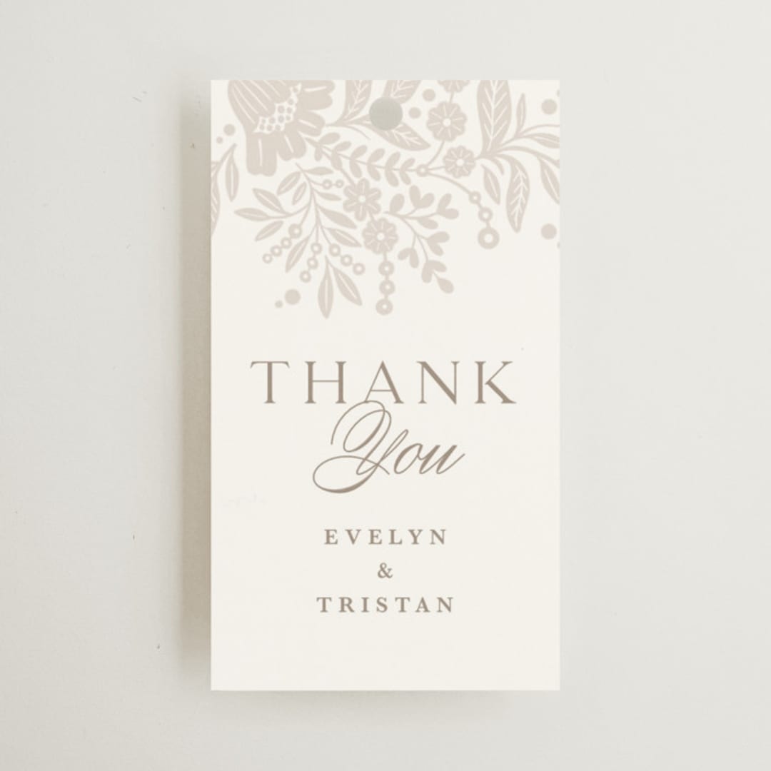 "Lace Trim" - Wedding Favor Tags in Cream by Kristen Smith - Front