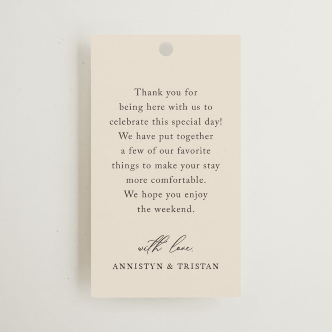 "Love Story" - Wedding Favor Tags in Mocha by Jennifer Postorino - Front