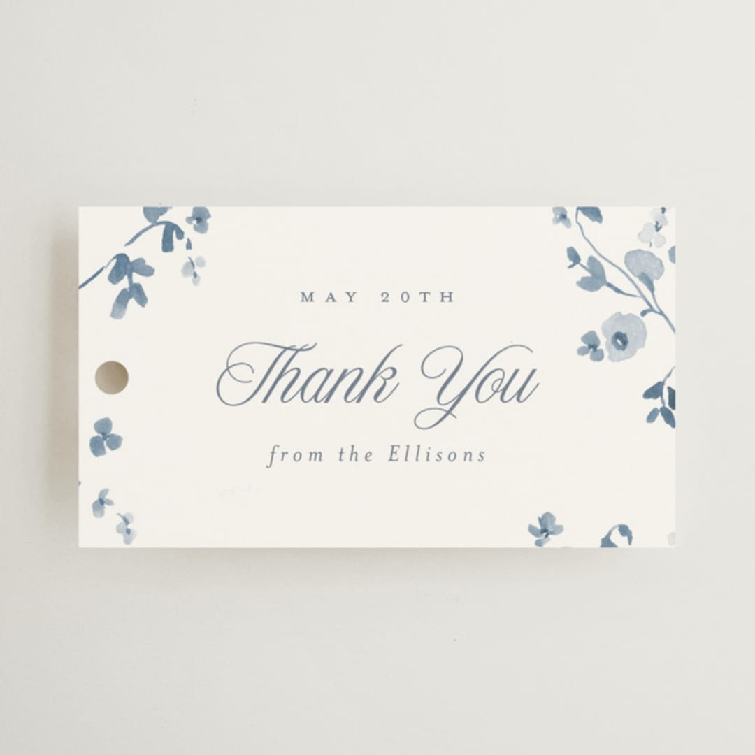 "Wildflower Corners" - Wedding Favor Tags in Bluebell by Everett Paper Goods - Front