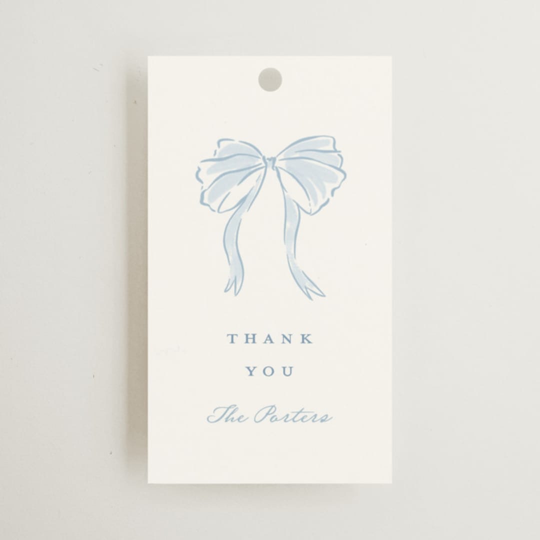 "Bow Frame" - Wedding Favor Tags in Lagoon by Leah Bisch - Front