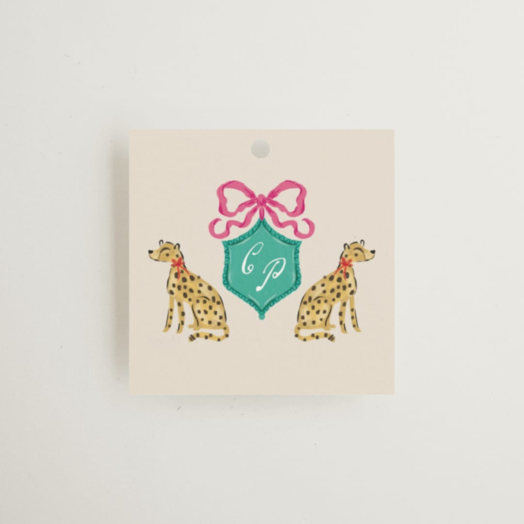 "Whimsical Hand Illustrated Crest" - Wedding Favor Tags in Peony by Jackie Crawford - Front