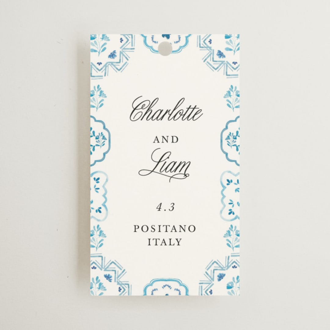 "Almafi" - Wedding Favor Tags in Cerulean by Itsy Belle Studio - Front