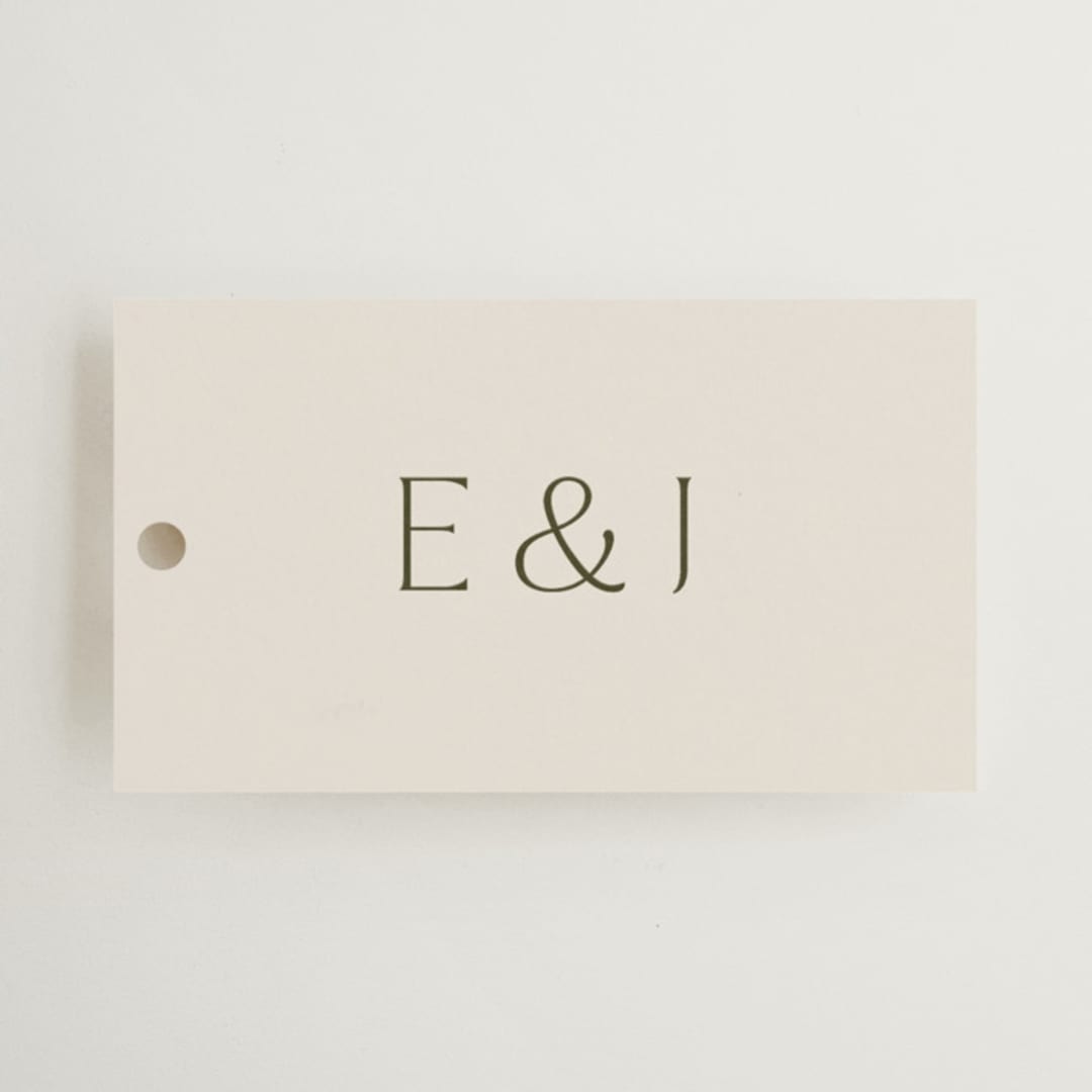 "Blockprint" - Wedding Favor Tags in Almond by Olivia Kanaley Inman - Front