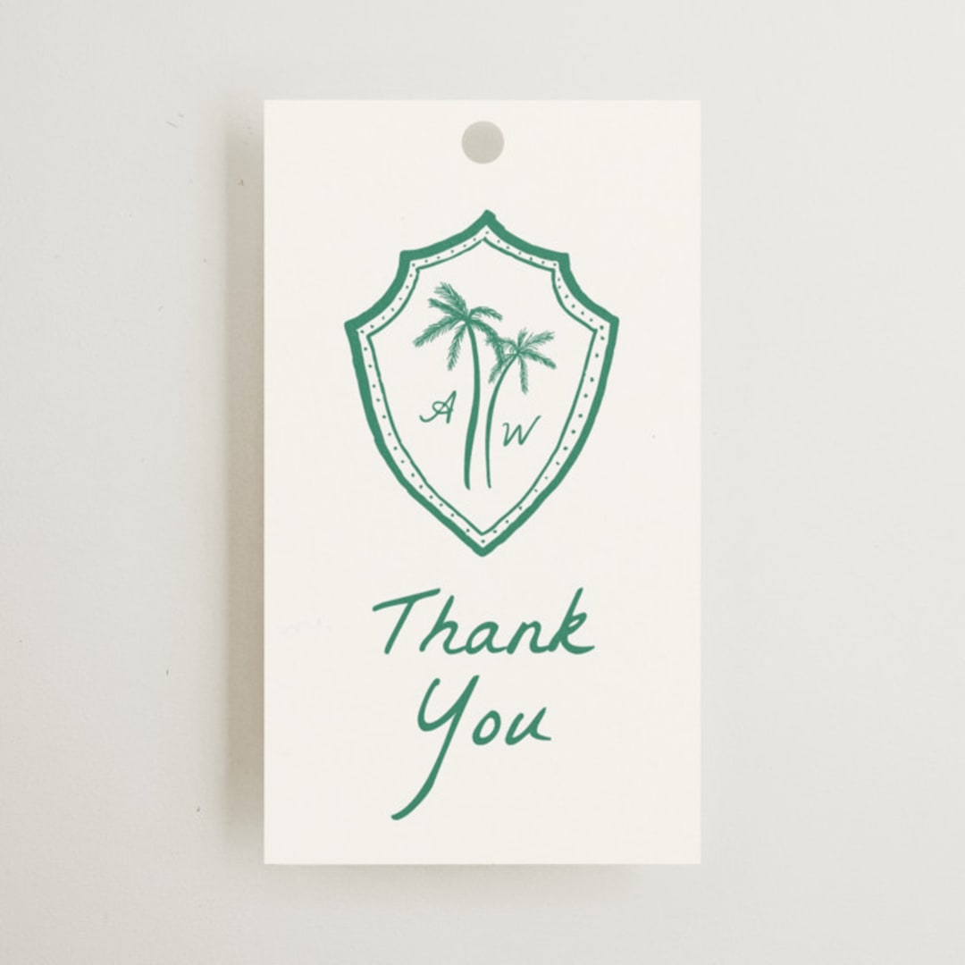 "Palm Tree Crest" - Wedding Favor Tags in Palm by Erika Firm - Front