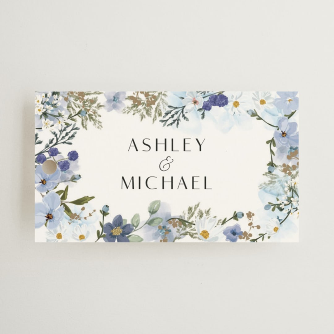 "Layered florals" - Wedding Favor Tags in Serenity by Susan Moyal - Front