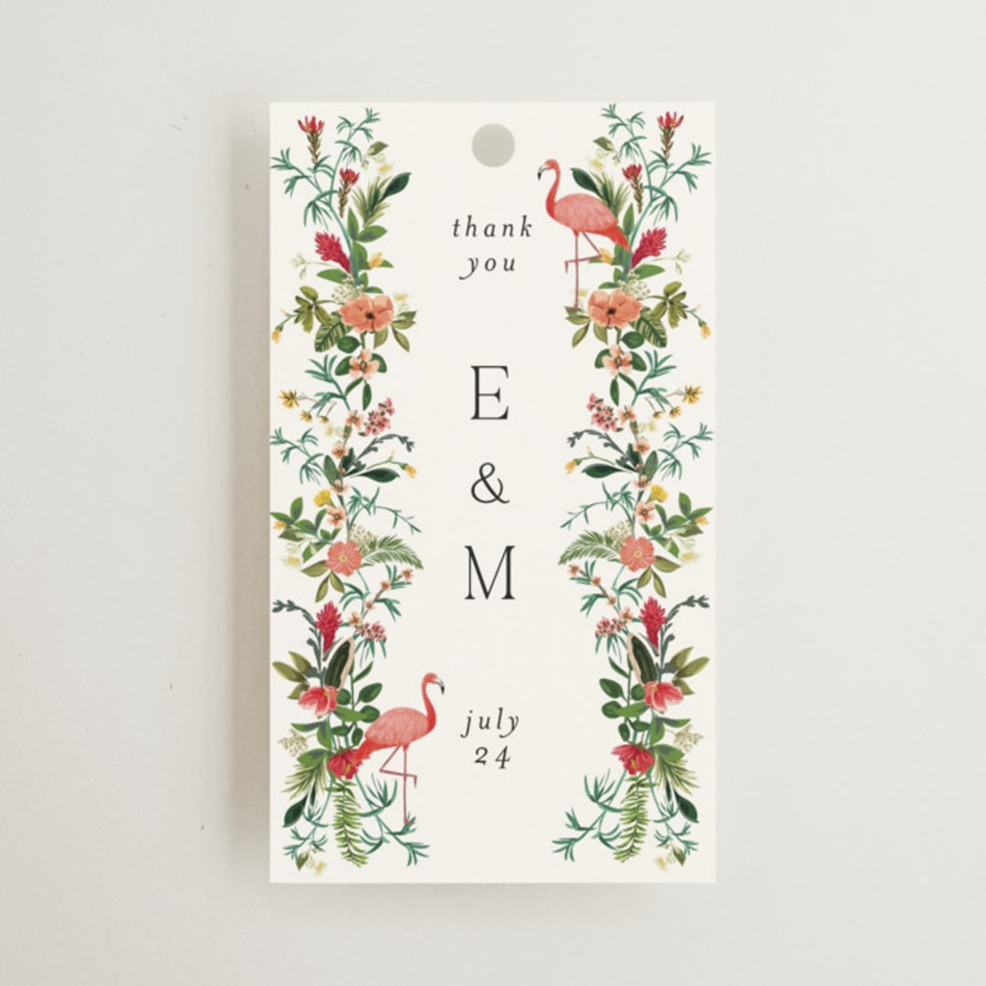 "Tropica" - Wedding Favor Tags in Papaya by Susan Moyal - Front
