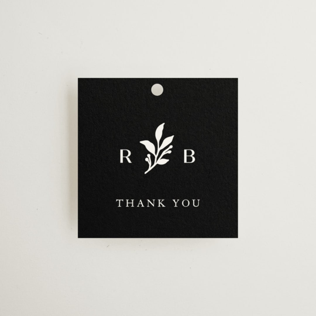 "Petite Sprig" - Wedding Favor Tags in Black Dahlia by Olivia Raufman - Front