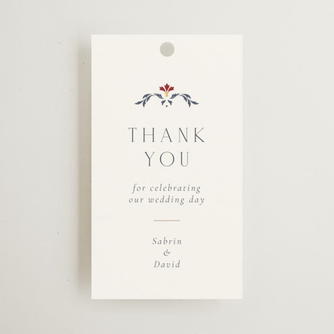 "Islamic Arch" - Wedding Favor Tags in Scarlet by Sabrin Deirani - Front