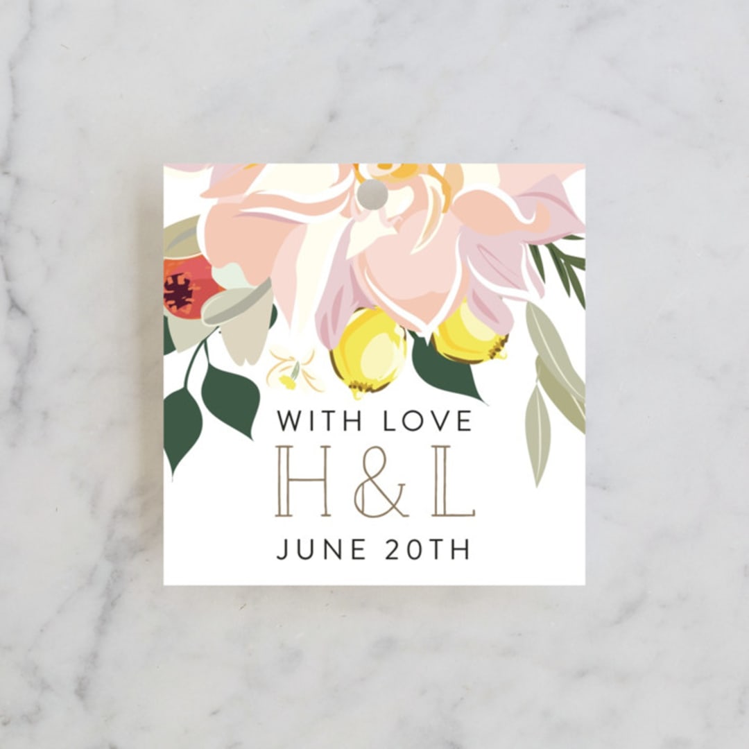 "Spring Blooms" - Wedding Favor Tags in Blush by Susan Moyal - Front