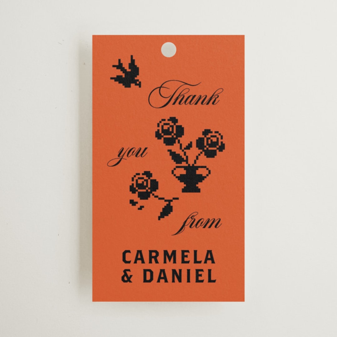 "Bold and Demure" - Wedding Favor Tags in Amaro by Claire - Front