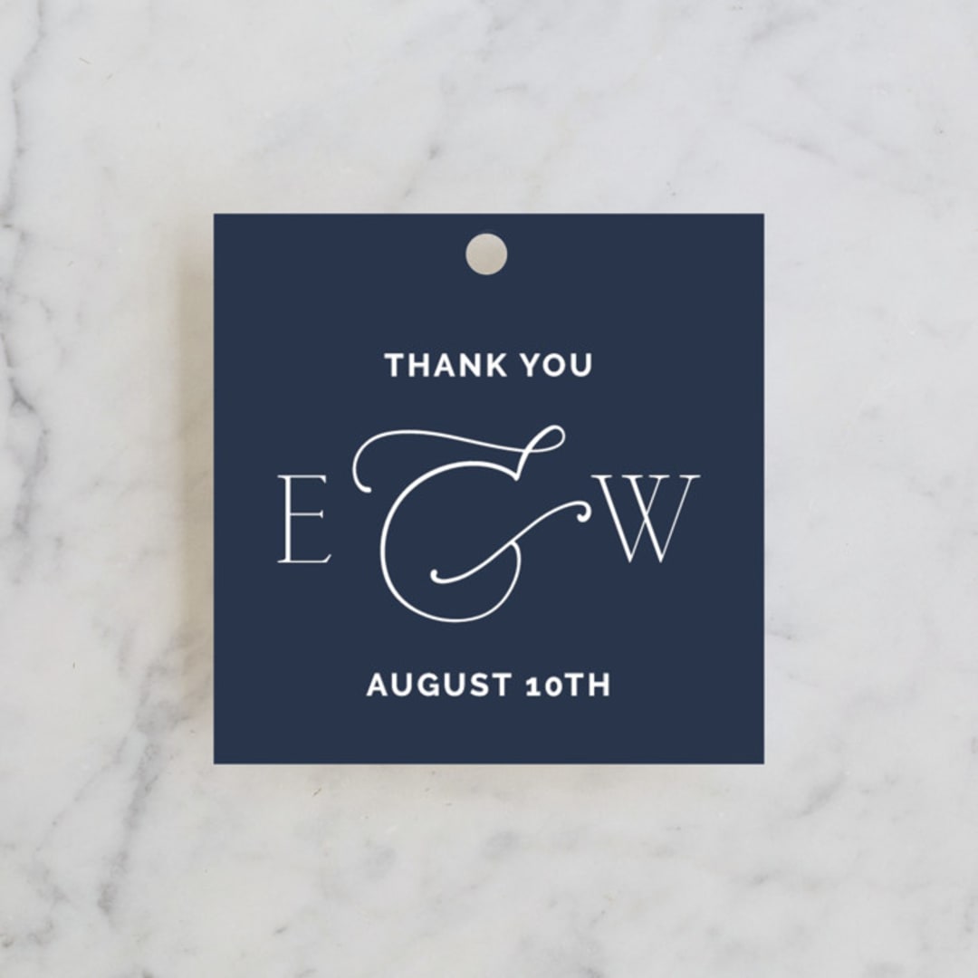 "Forever Intertwined" - Wedding Favor Tags in Navy by Lindsay Stetson Thompson - Front