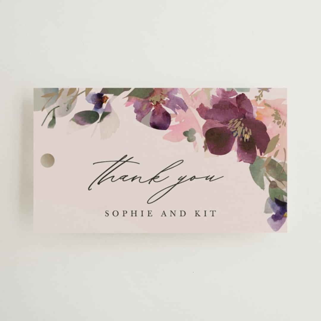 "Fleur" - Wedding Favor Tags in Blush by Lori Wemple - Front