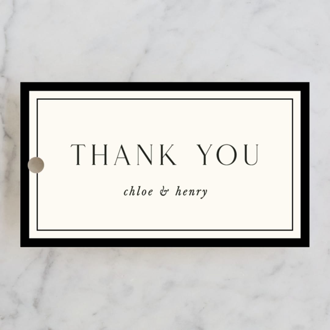 "Simple Elegance" - Wedding Favor Tags in Onyx by Monika Konieczna - Front