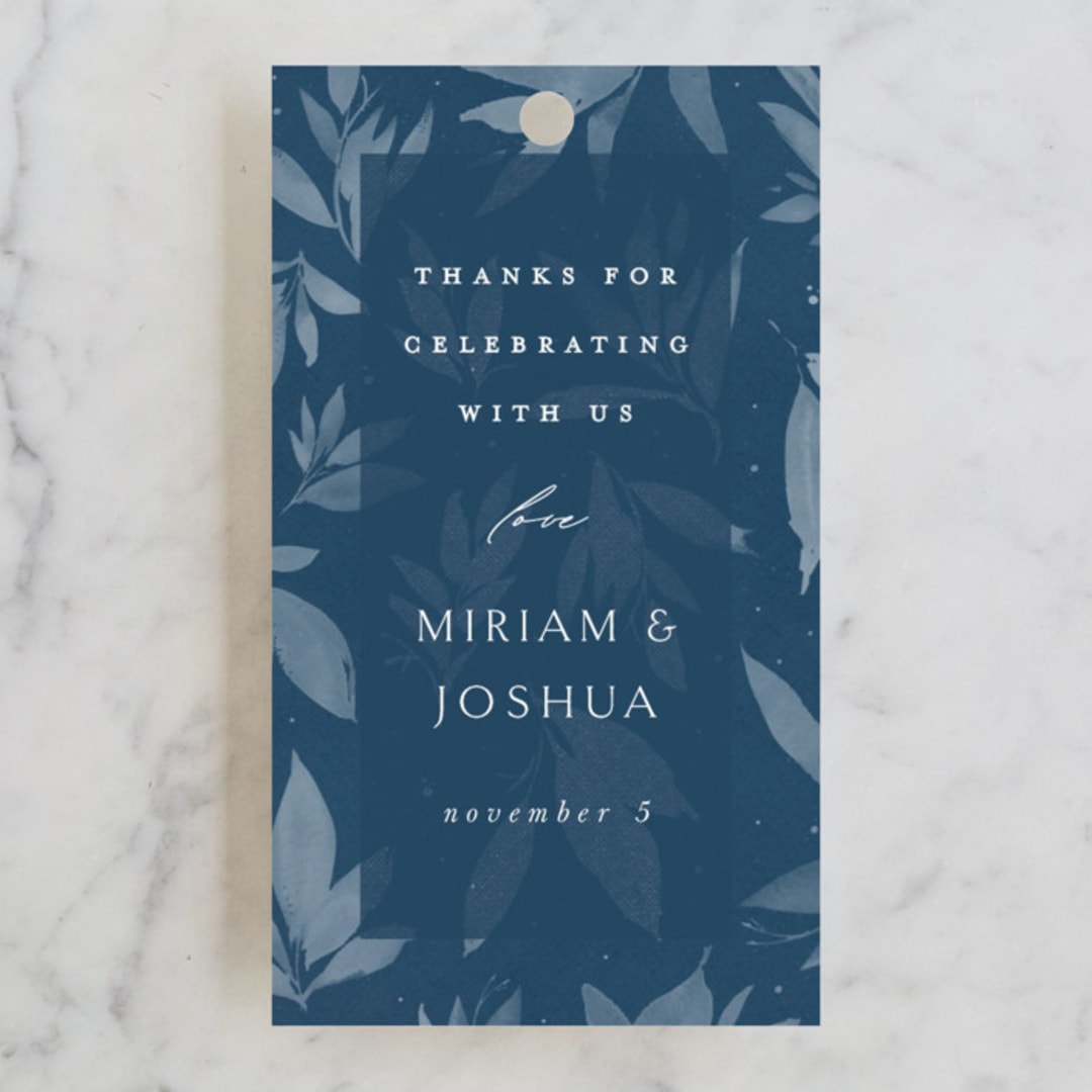 "Linen" - Wedding Favor Tags in Midnight by Ashley Rosenbaum - Front