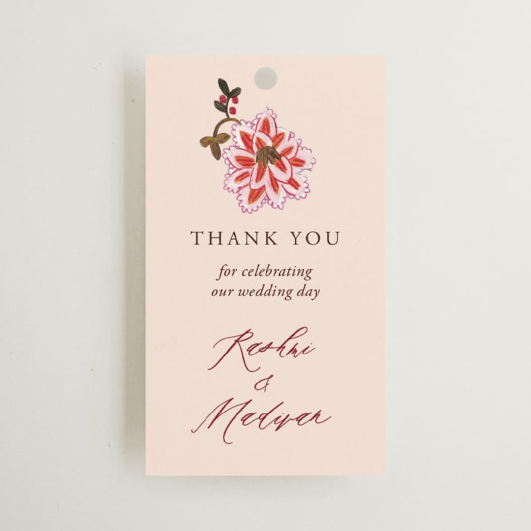 "Indian floral chintz lush" - Wedding Favor Tags in Ivory by Caroline Bonne Muller - Front