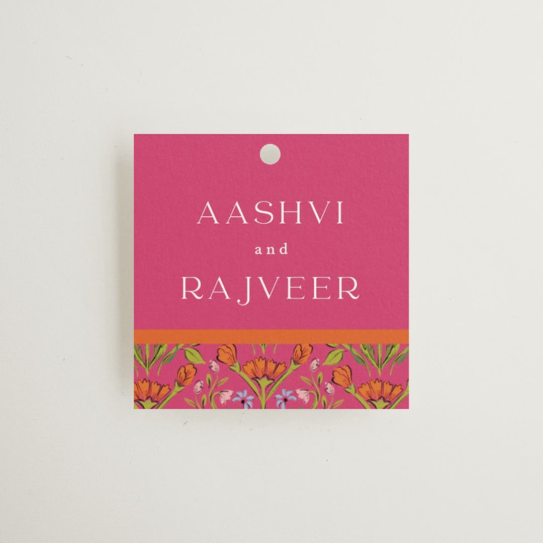 "Varna" - Wedding Favor Tags in Fuchsia by Pati Cascino - Front