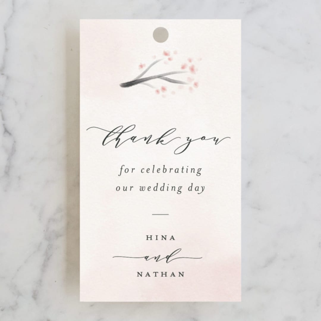 "Cherry Blossoms" - Wedding Favor Tags in Cherry Blossom by Stephanie Hawkes - Front