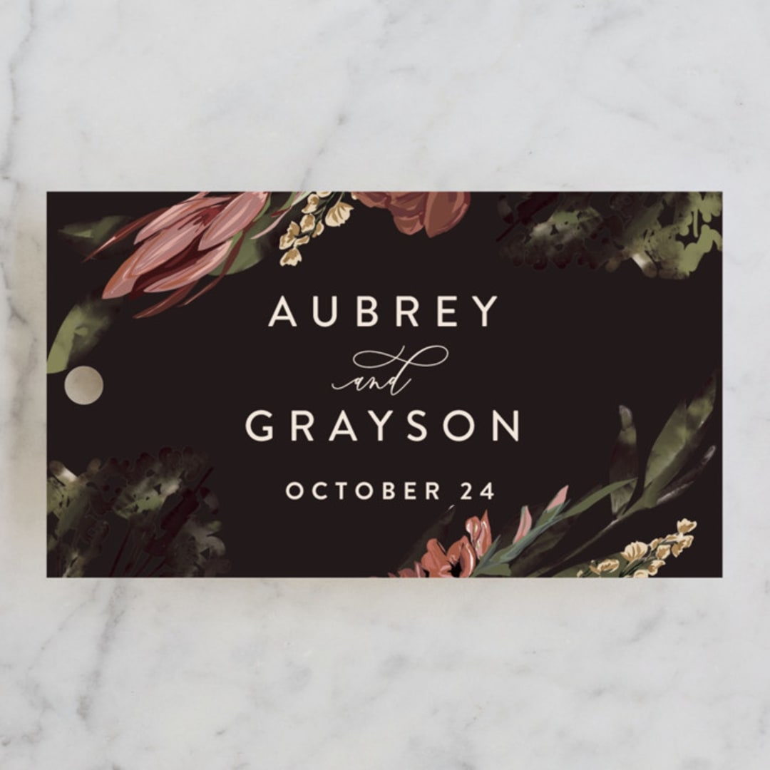 "Sunset Florals" - Wedding Favor Tags in Copper by Susan Moyal - Front