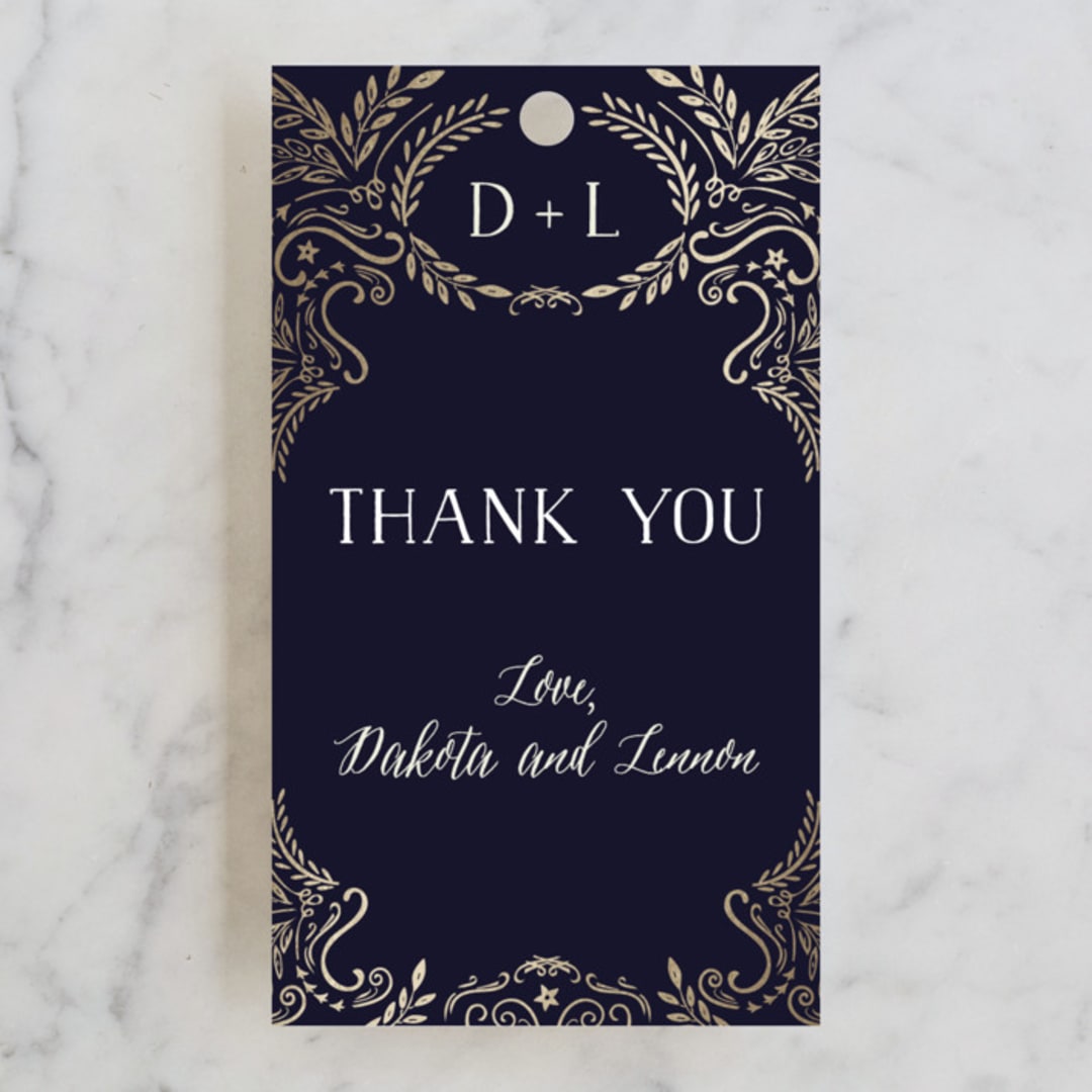 "Wedding Enchantment" - Wedding Favor Tags in Midnight by Chris Griffith - Front